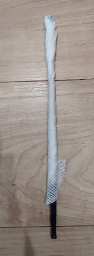 リコーダー掃除棒にガーゼ