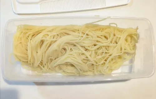 ダイソー電子レンジ調理でパスタを作った完成写真