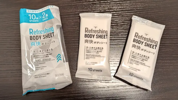 ダイソーの小分けタイプのボディーシートの内容