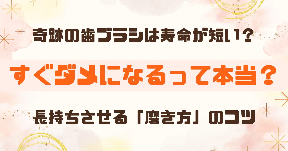 奇跡の歯ブラシはすぐダメになる？実際に使ってわかった原因と長持ちさせるコツ
