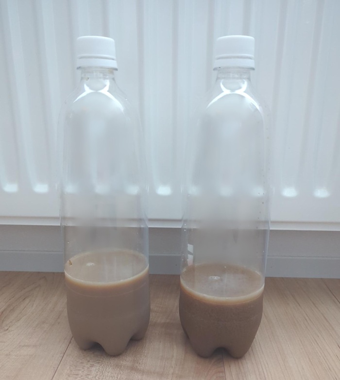 牛乳を入れた直後の4:1・10:1
